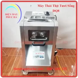 Máy Thái Thịt Tươi Sống DQ8 – Ảnh tổng thể sản phẩm, toàn thân, góc chính diện, chất liệu inox bền đẹp, năng suất cao.