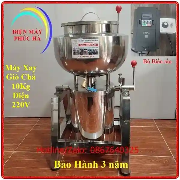 Máy xay giò chả 10kg dùng biến tần 3 pha Điện Máy Phúc Hà