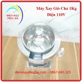 Máy xay giò chả 1kg dùng điện 110v cối xay inox 304 có nắp kính cường lực, dễ dàng nhìn vào trong khi xay.