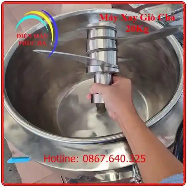 Máy Xay Giò Chả 20Kg Điện 3 pha: bộ dao bằng inox 304, rút thả thuận tiện khi sử dụng