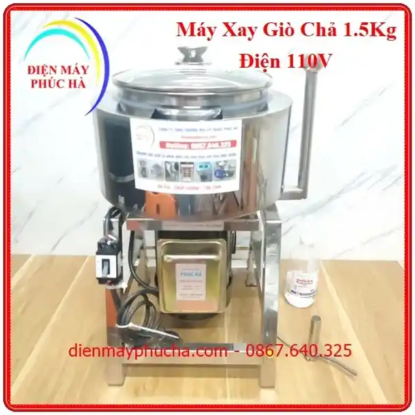 Máy xay giò chả 2kg dùng điện 110v cối xay inox 304