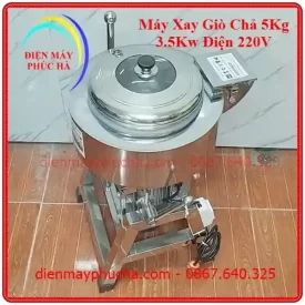 Máy Xay Giò Chả 5Kg 3,5Kw 220V – góc chụp 2, cấu tạo chi tiết rõ nét, vật liệu inox, motor khỏe, bền bỉ.