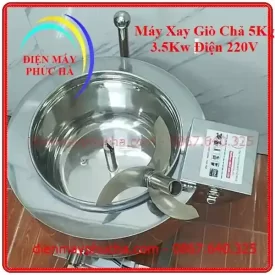 Máy Xay Giò Chả 5Kg 3,5Kw 220V – góc chụp 5, cấu tạo chi tiết dao xay: cánh 3 lưỡi sắc bén, chất liệu dao và trục dao là inox 304