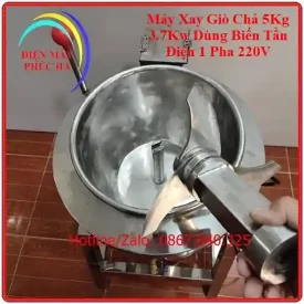 Máy Xay Giò Chả 5Kg Biến Tần 1 Pha – góc chụp 4, cấu tạo chi tiết rõ nét bộ dao xay, vật liệu inox 304 chắc chắn, sắc bén