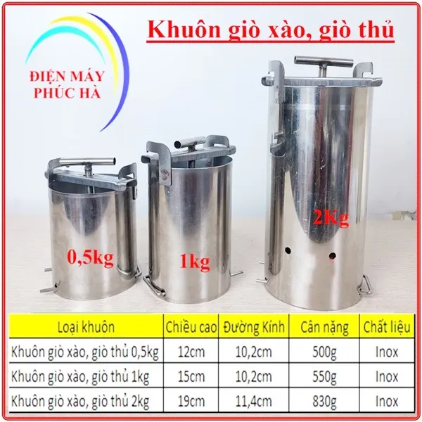 Các loại khuôn làm giò xào giò thủ 0,5kg 1kg 2kg