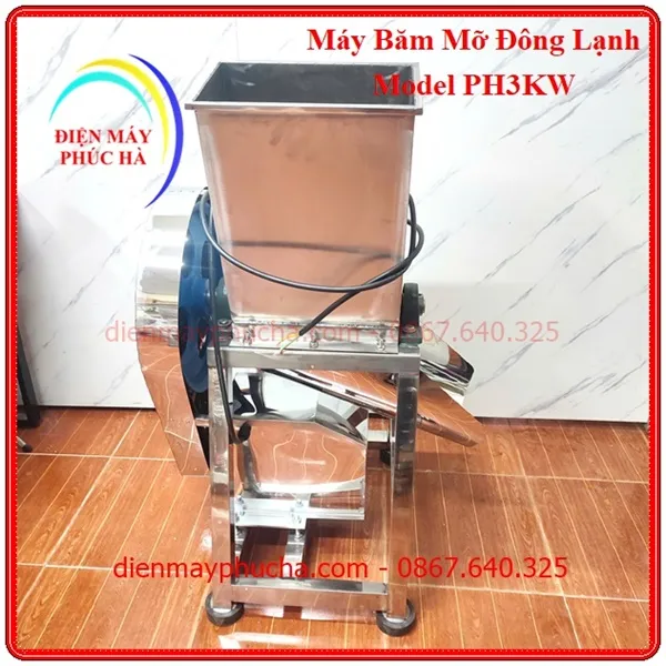 Máy Chặt Mỡ Đông Lạnh 3Kw 380v - Ảnh khung chân chắc chắn, inox dày, có đế cao su chống rung khi máy hoạt động.