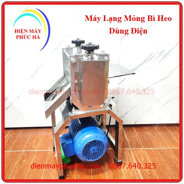 Máy lạng bì heo dùng điện khung chân inox, động cơ bền