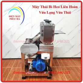 Máy thái bì heo liên hoàn khung chân inox, động cơ bền