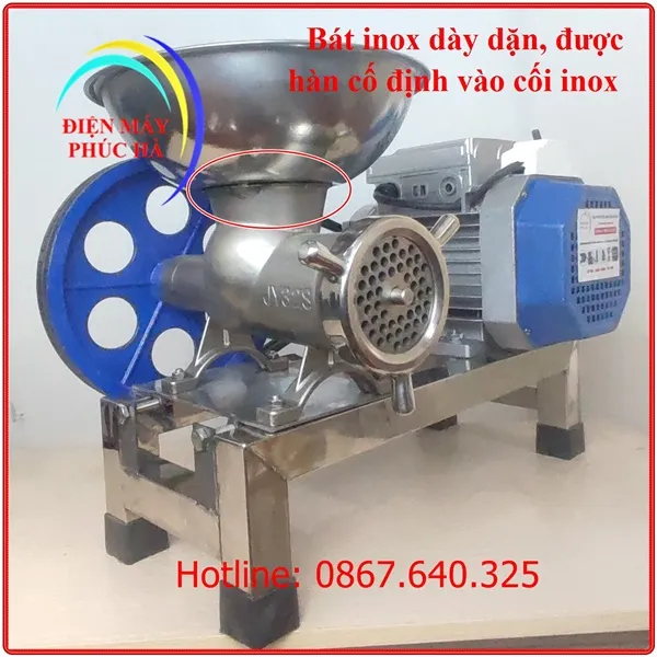 Máy xay đùn thịt cối inox 22 với chất liệu inox 304 dày