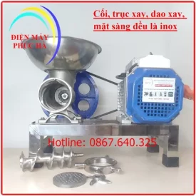 Máy xay đùn thịt cối inox 22 có trục xoắn, dao cắt, sàng bằng inox