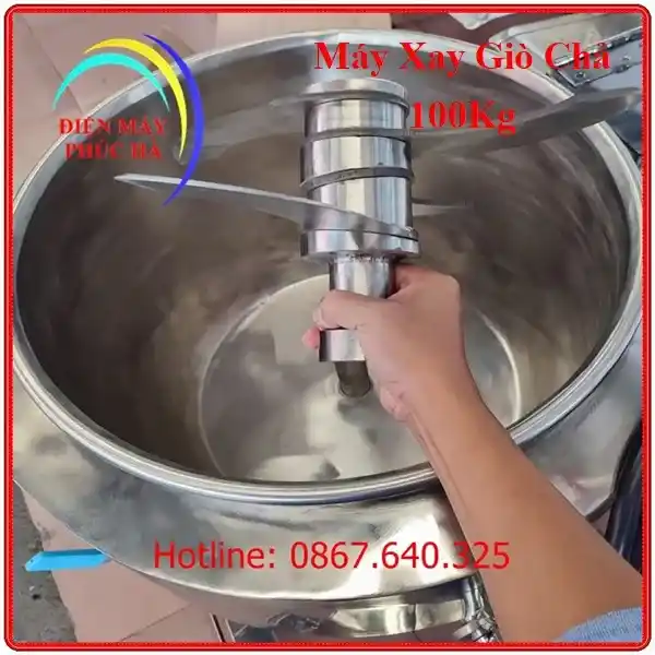 Cấu tạo cối xay máy xay giò chả 100kg Biến Tần 3 pha