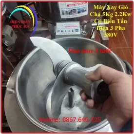 Máy Xay Giò Chả 5Kg Biến Tần 3 Pha, bộ dao inox 304 3 lưỡi- Điện Máy Phúc Hà