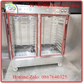 Tủ nấu hấp đa năng 24 khay có khay kích thước 60x40cm, dùng điện 1 pha 220V hoặc 3 pha 380V, có chỉnh nhiệt, cài đặt thời gian nấu hấp