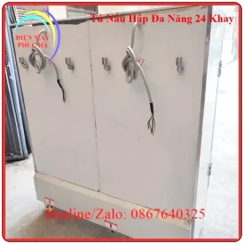 Tủ nấu hấp đa năng 24 khay dùng để nấu hấp thực phẩm như nấu cơm, hấp xôi, hấp giò chả, hấp xúc xích, hấp gà, hấp rau củ quả…
