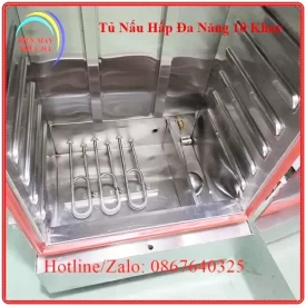 Tủ nấu hấp đa năng 10 khay có phao cấp nước tự động, có thanh nhiệt inox 304 siêu bền