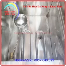 Tủ nấu hấp đa năng 4 khay mini có phao cấp nước tự động, có thanh nhiệt inox 304 siêu bền