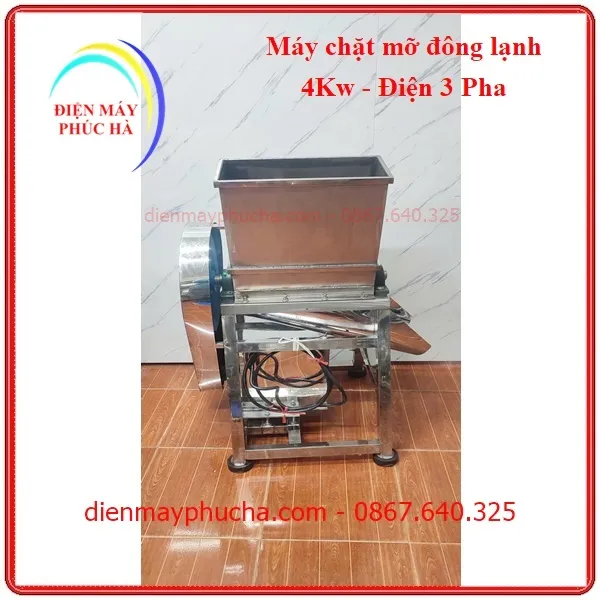 Máy Chặt Mỡ Đông Lạnh 4Kw 380v - Ảnh khung chân chắc chắn, inox dày, có đế cao su chống rung khi máy hoạt động.