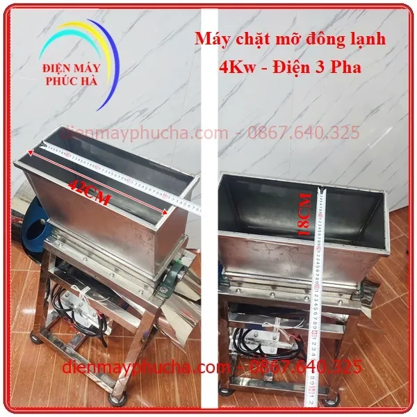 Máy Chặt Mỡ Đông Lạnh 4Kw 380v - Ảnh cửa nạp liệu của máy với kích thước rộng, bộ dao băm được thiết kế tối ưu, sắc bén.