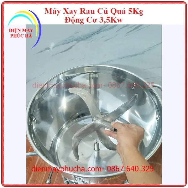 Máy xay đa năng 5kg bộ dao 4 cánh dạng dao thả, trục dao bằng inox