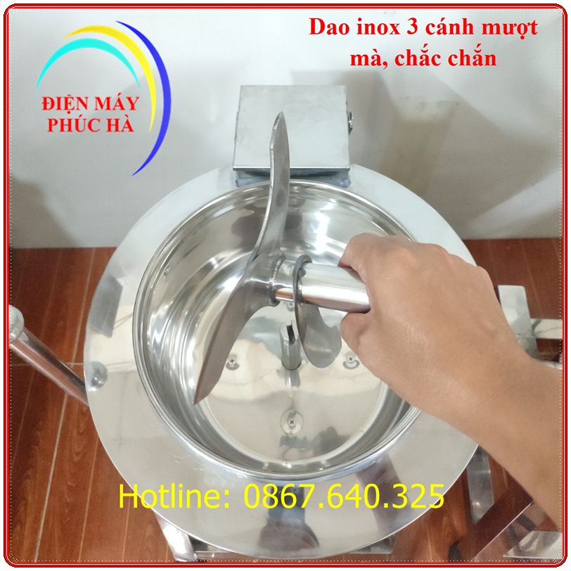 Máy Xay Giò Chả 5Kg 3,5Kw 220V – góc chụp 5, cấu tạo chi tiết rõ nét, vật liệu inox, motor khỏe, bền bỉ.