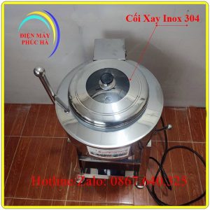 Máy Xay Giò Chả 5Kg 3Kw 380V – góc chụp 3, cấu tạo chi tiết rõ nét cối xay, vật liệu inox 304, nắp cối có kính cường lực dễ quan sát quá trình xay.