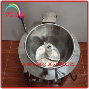 Máy Xay Giò Chả 5Kg Biến Tần 1 Pha – góc chụp 3, cấu tạo chi tiết rõ nét, cối xay vật liệu inox 304 dày dặn, bộ dao 3 lưỡi chắc chắn