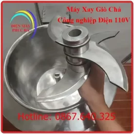 Máy Xay Giò Chả công nghiệp 5kg 7kg 10kg 15kg 20kg điện 110V: bộ dao 4 lưỡi bằng inox 304, rút thả thuận tiện khi sử dụng
