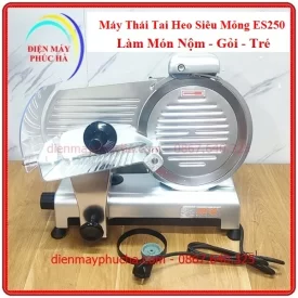 Máy Thái Tai Heo Siêu Mỏng ES250 Để Làm Nộm, Gỏi, Tré - Ảnh thể hiện lưỡi dao sắc bén đường kính 250mm dùng động cơ để xoay lưỡi dao.