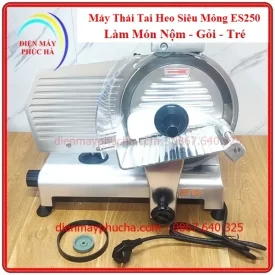 Máy Thái Tai Heo Siêu Mỏng ES250 Để Làm Nộm, Gỏi, Tré - Ảnh chi tiết bàn đẩy chứa tai heo trước khi thái.