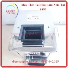 Máy Thái Tai Heo Làm Nem Thính SS80 Độ Dày Lát Thái 2mm - Ảnh chi tiết phễu nạp liệu tiện lợi, an toàn cho người sử dụng.