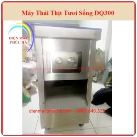 Máy Thái Thịt Tươi Sống DQ300 - Ảnh tổng thể sản phẩm, toàn thân, góc chính diện, chất liệu inox bền đẹp, năng suất cao.