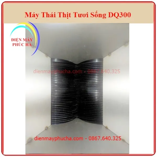 Máy Thái Thịt Tươi Sống DQ300 - Ảnh lưỡi dao sắc bén, chất liệu bằng thép không gỉ sét.