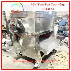 Máy Thái Thịt Tươi Sống Công Nghiệp PH40CM – Ảnh chi tiết cấu tạo, lưỡi dao, khay nạp, motor, chất liệu inox bền đẹp, năng suất cao.