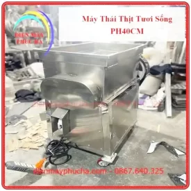 Máy Thái Thịt Tươi Sống Công Nghiệp PH40CM – Ảnh chất liệu inox, chụp cận inox sáng bóng, chất liệu inox bền đẹp, năng suất cao.