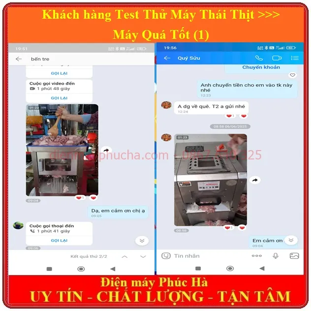Khách Hàng Khen Máy Thái Thịt Phúc Hà Thái Đều Đẹp Nhanh