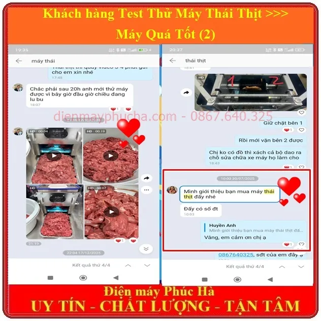 Khách Hàng Khen Máy Thái Thịt Phúc Hà Thái Nhanh, Máy Chạy Êm