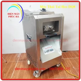 Máy Thái Tai Heo DQ8 - Ảnh nhìn nghiêng của máy, với khung chân chắc chắn, máy được đặt trên 4 bánh xe dễ di chuyển.