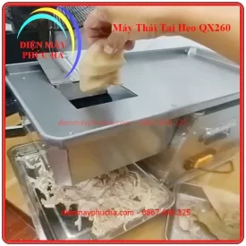 Máy Thái Tai Heo QX260 - Ảnh thực tế miếng tai heo sau khi được thái nhỏ ra.