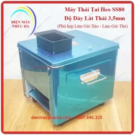 Máy Thái Tai Heo Làm Giò Xào SS80 Độ Dày Lát Thái 3,5mm - Ảnh tổng thể sản phẩm, toàn thân, chất liệu inox bền đẹp, năng suất cao.