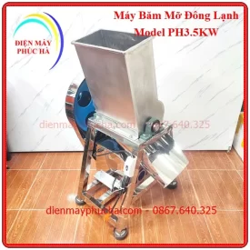 Máy Băm Mỡ Đông Lạnh 3,5Kw 220v - Ảnh tổng thể sản phẩm, toàn thân, góc chính diện, chất liệu inox bền đẹp, năng suất cao.