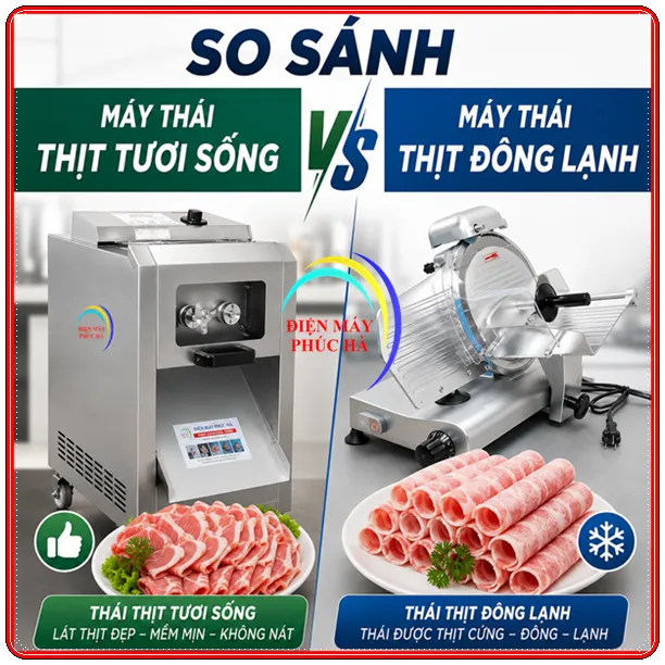 So sánh máy thái thịt tươi sống và đông lạnh