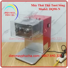 Máy Thái Thịt Tươi Sống DQ90-N - Ảnh tổng thể sản phẩm, toàn thân, góc chính diện, chất liệu inox bền đẹp, năng suất cao.