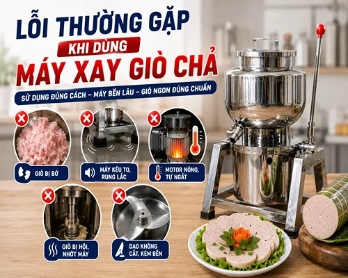 Máy Xay Giò Chả Điện 110V Gia Đình - Loại 1,5Kg/mẻ 19 lỗi thường gặp khi dùng máy xay giò chả Dienmayphucha