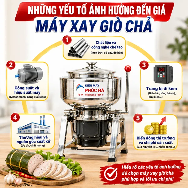 Máy Xay Giò Chả 10kg Giá Bao Nhiêu? 4 Những yếu tố ảnh hưởng đến giá máy xay giò chả